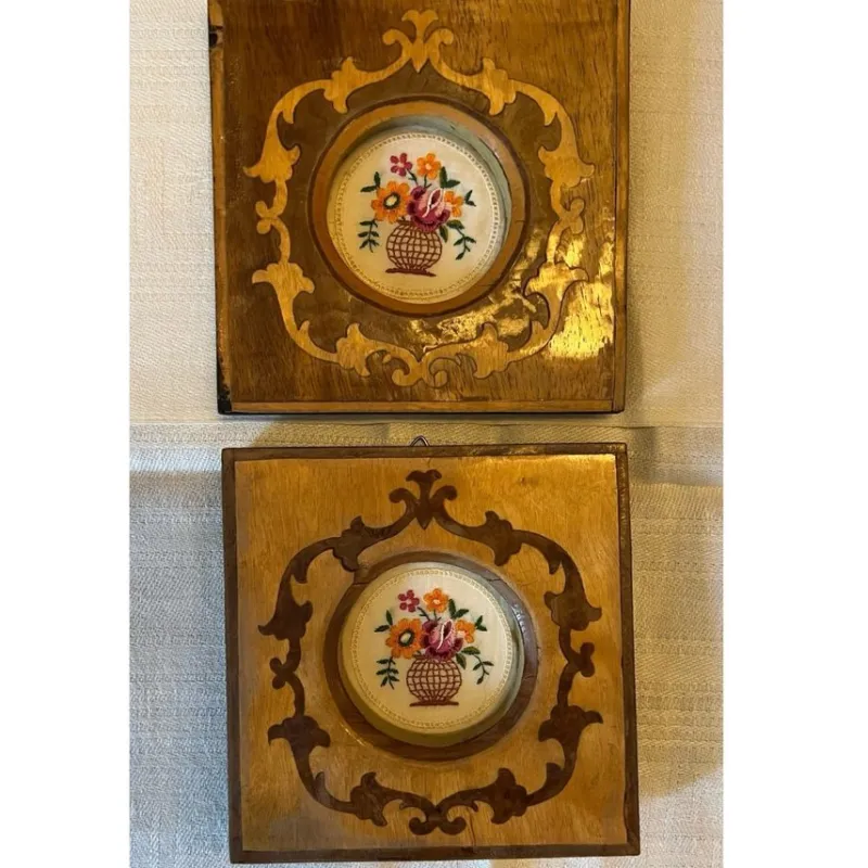 Tradera Antika handgjorda träramar med intarsia^ Ramar