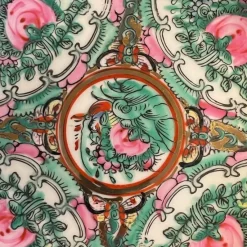 Tradera Antikt kinesiskt fat med bård i guld, Macau> Orientalisk Konst & Porslin