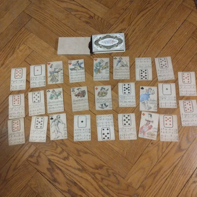 Tradera Spelkort<Antikt kortspel med noter