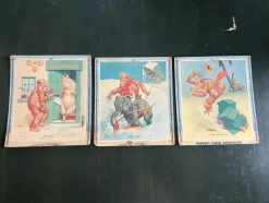 Tradera Antikt tavelset med apor, 3 tavlor, Lawson Wood> Antikviteter