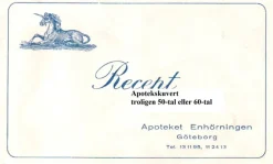 Tradera Medicinska Prylar<Apotekskuvert Apoteket Enhörningen Göteborg 50-tal 60-tal ?
