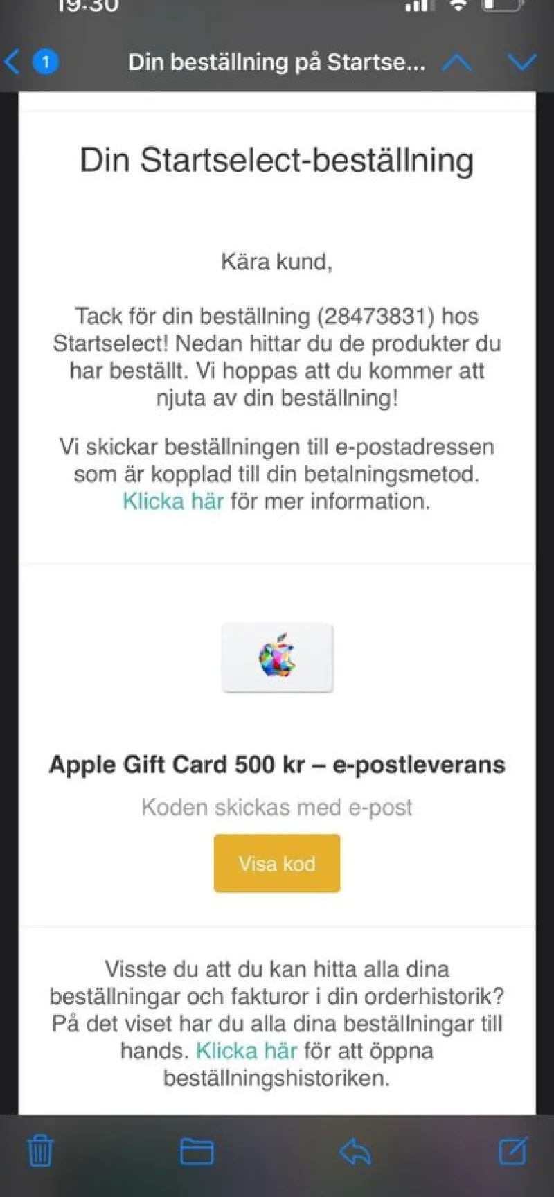 Tradera Apple Gift Card 500 kr> Presentkort & Rabattkoder