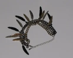 Tradera Armband<Armband Metall Fjädrar Svart Silver Guldiga Modernt Elegant Vacker Fin Present