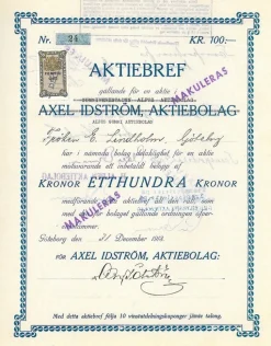 Tradera Axel Idström, AB, Alpus Gummi AB^ Övrigt Mynt & Sedlar