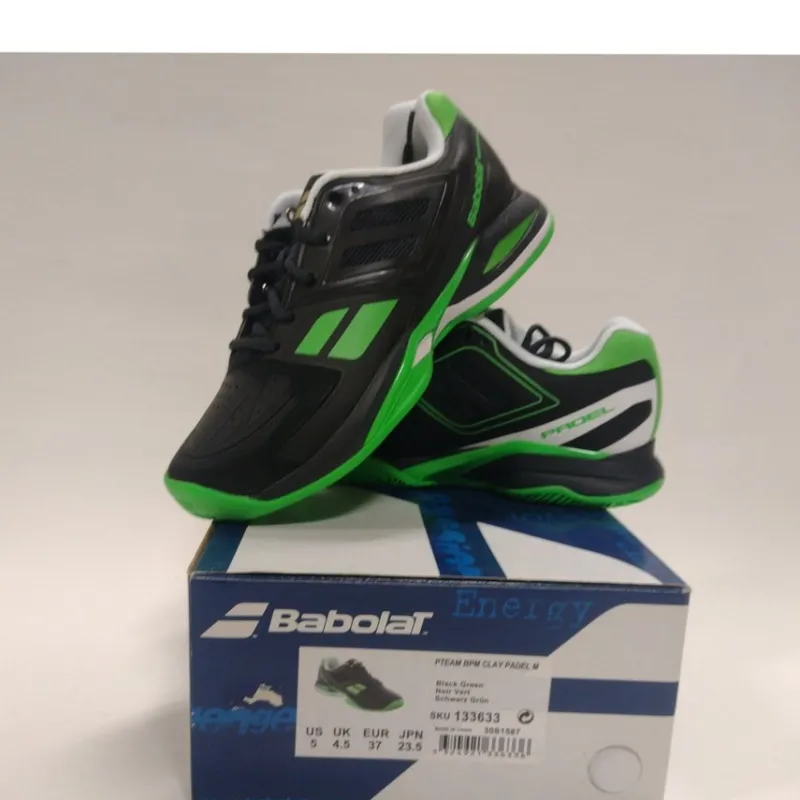 Tradera Padel<Babolat Energy Padel Skor, Svart/Grön, Storlek 37