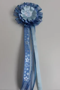 Tradera Baby Shower Rosett i blått satin/organza band> Bröllopsaccessoarer