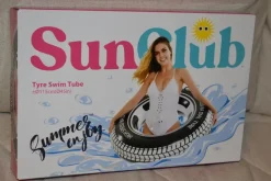 Tradera Vattensport<Badring Däck 115cm Stor (Sunclub) Svart/Vit Ny