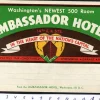 Tradera Kuriosa<Bagageetikett Ambassador hotel, Washington USA hotell