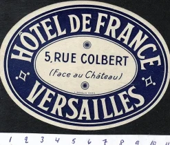 Tradera Kuriosa<Bagageetikett hotel de France, Versailles Frankrike hotell