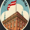Tradera Kuriosa<Bagageetikett hotel de Rome, Riga Lettland hotell
