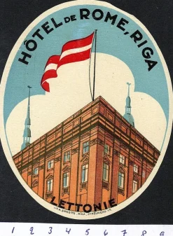 Tradera Kuriosa<Bagageetikett hotel de Rome, Riga Lettland hotell
