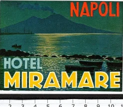 Tradera Kuriosa<Bagageetikett hotel Miramare, Napoli Neapel Italien hotell