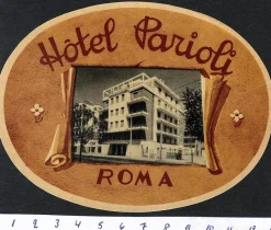 Tradera Kuriosa<Bagageetikett hotel Parioli, Roma, Rom Italien hotell