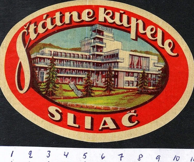Tradera Kuriosa<Bagageetikett Státne Kúpele, Sliac Tjeckoslovakien hotel hotell