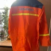 Tradera Järn- & Spårvägsmemorabilia<BANVERKET Dalväst orange och mörkblå arbetsoverall, storlek 60