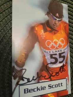 Tradera Beckie Scott OS guld 2002 skidor^ Autografer
