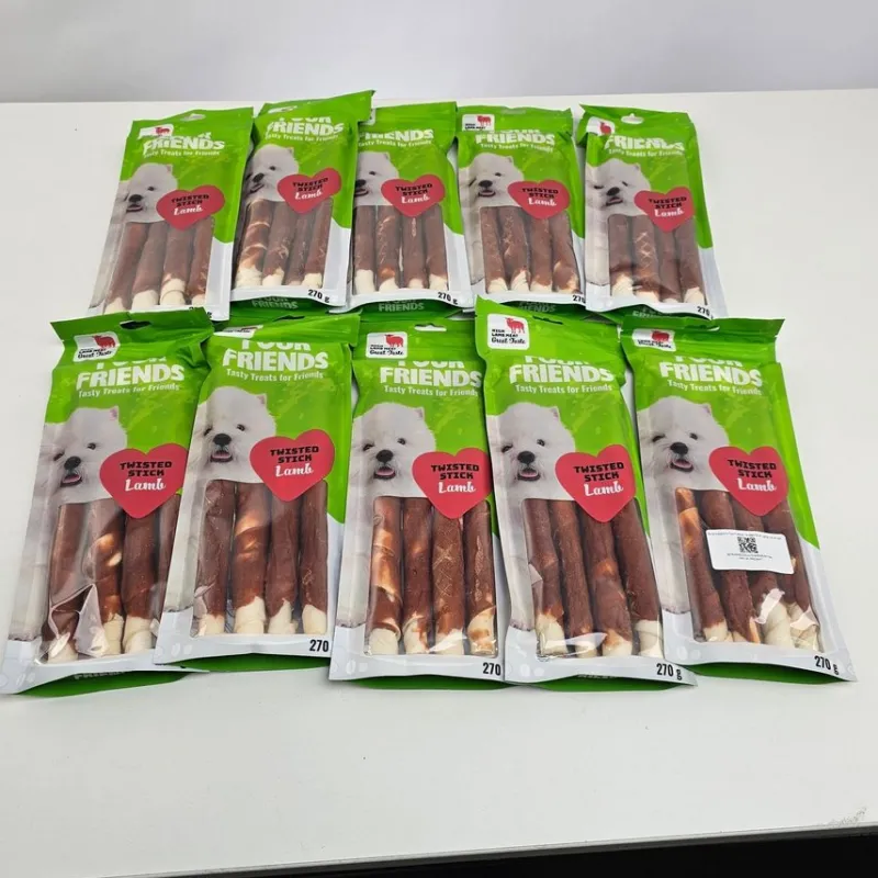 Tradera Husdjurstillbehör<Belöningsgodis FourFriends Twisted Stick Lamb, 25 cm - 10 förpackningar