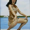 Tradera Magneter<Bettie Page on the beach pinup magnet