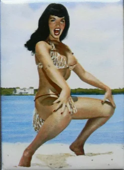 Tradera Magneter<Bettie Page on the beach pinup magnet