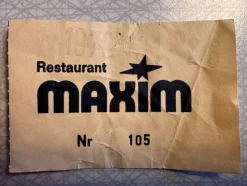 Tradera Biljett Restaurant Maxim Helsingborg 1979> Övriga Biljetter