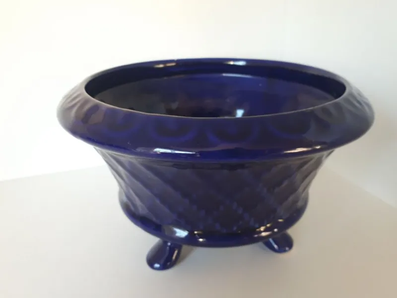 Tradera Blå kruka i glas^ Inredningsdetaljer