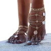 Tradera Fotlänkar<Boho Fotsmycke Fotlänk Ankellänk Vristlänk & Tåring - Bohemiskt i Guld Färg