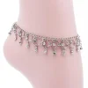 Tradera Fotlänkar<Boho Silver Fotsmycke Fotlänk Ankellänk Vristlänk Fotkedja - Rhinestone & Cirkel