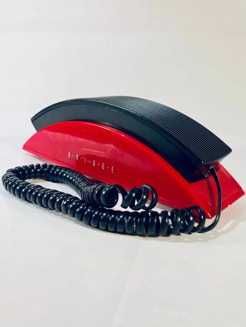 Tradera Fast Telefoni<Bridge Telefon - Retro / Vintage Fast Knapptelefon (Röd/Svart)