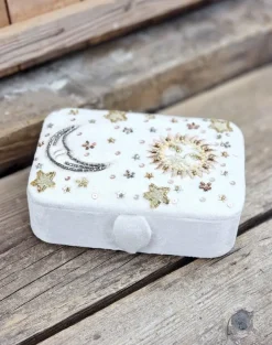 Tradera Smyckeskrin & -förvaring<Broderad ask för smycken, kristaller och tarotkort, Solen & Månen