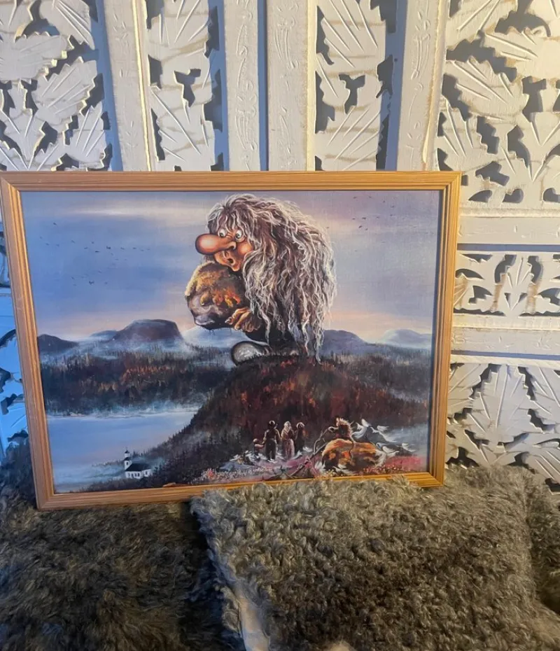 Tradera Bror Eric Konsttryck Troll / Jättar i Hälsingland / Bå Bergen^ Grafik & Teckningar