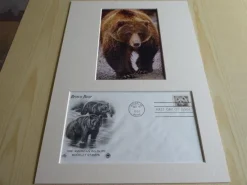 Tradera Brunbjörn fotografi & förstadagsbrev passepartout storlek A4^ Nordamerika