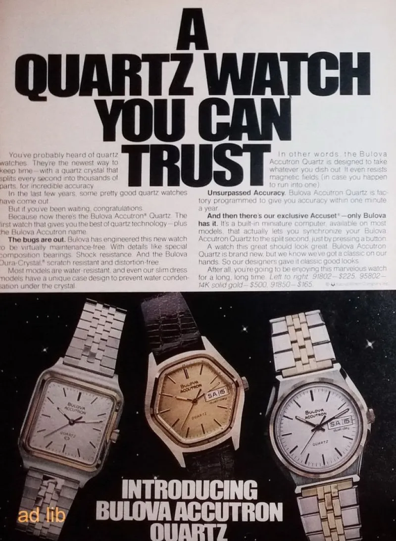 Tradera BULOVA ACCUTRON QUARTZ, REKLAM TIDNINGSANNONS 1977^ Övrigt Klockrelaterat