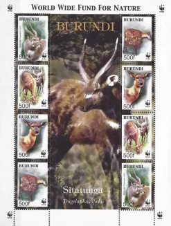 Tradera Burundi 2004 Sitatunga-antilop djur 2x4v i block WWF^ Afrika