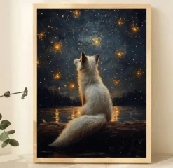 Tradera Canvas Poster Räv Stjärnhimmel 40x30^ Posters