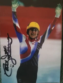 Tradera Cathy Turner 2 OS guld short track^ Autografer
