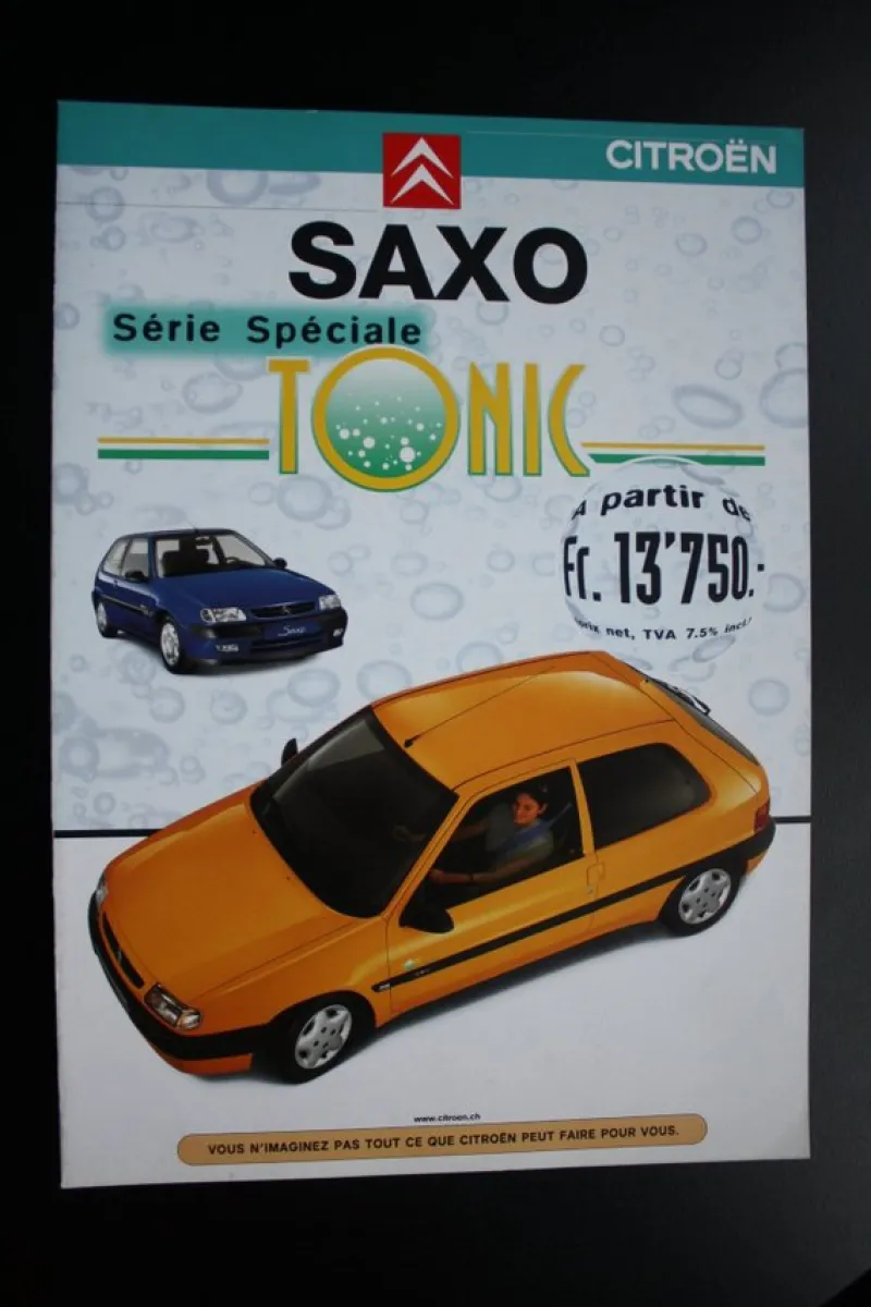 Tradera Citroën Saxo Tonic Serie Spéciale Broschyr, Schweiz> Fordonslitteratur