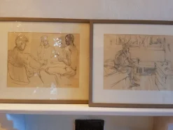 Tradera Claes Bäckström: 2 inramade signerade teckningar fr 1960^ Grafik & Teckningar