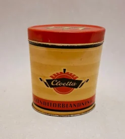 Tradera Plåtemballage<Cloetta plåtburk