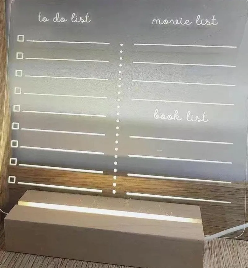 Tradera 20cm X 20cm Elegant anslagstavla akryl dekorativ LED-nattlampa med penna> Inredning Barnrum