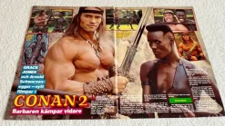 Tradera CONAN 1984 Arnold Schwarzenegger film reportage poster tidningen Okej 1980-tal^ Filmmemorabilia