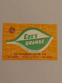 Tradera Cox's Orange - Vattenfabriken Sefyr^ Breweriana