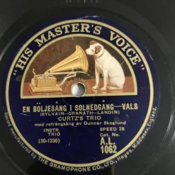 Tradera Curtz's Trio - En böljesång i solnedgång 78a 1929 VG^ Stenkakor