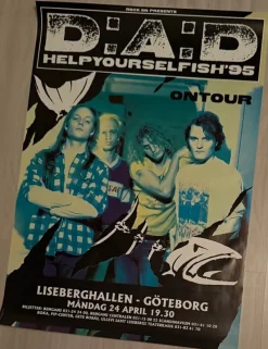 Tradera D-A-D konsertaffisch - Helpyourselfish'95 turné Göteborg^ Musikposters