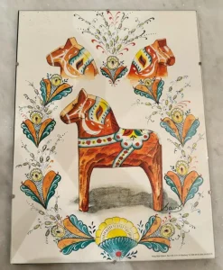 Tradera DALAHÄST TAVLA TRYCK INRAMAD^ Dalahästar