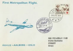 Tradera DANMARK, SAS brev 1sta Metropolitan Århus-Aalborg-Oslo 1970^ Övriga Världen