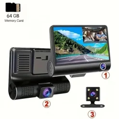 Tradera Dash-cam HD 1080p med kupé-camera, backkamera, 4^ Biltillbehör