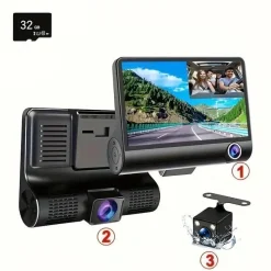 Tradera Dash-cam HD 1080p med kupé-camera, backkamera, 4^ Biltillbehör