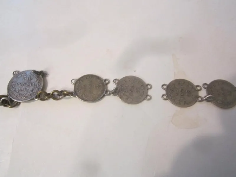 Tradera Defekt klockkedja med finska mynt från 1917 o 1909^ Tillbehör & Reservdelar