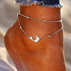 Tradera Fotlänkar<Delfin Fotsmycke Fotlänk Ankellänk Fotkedja silver färg