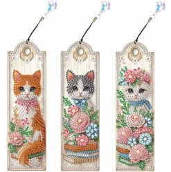 Tradera Diamond Painting 3 BOKMÄRKEN med KATT motiv Allt ingår^ Hobbymaterial